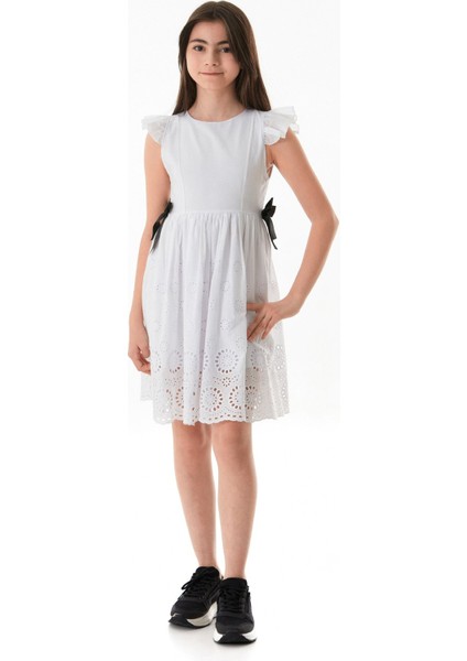 Yanları Fiyonk Detaylı Kız Çocuk Elbise fiyatları