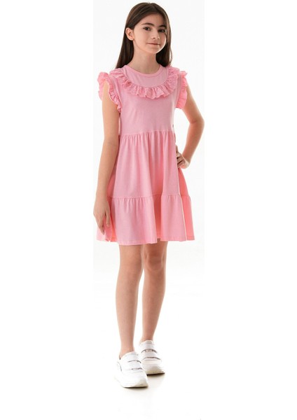 Yakası Güpürlü Kız Çocuk Elbise fiyatları