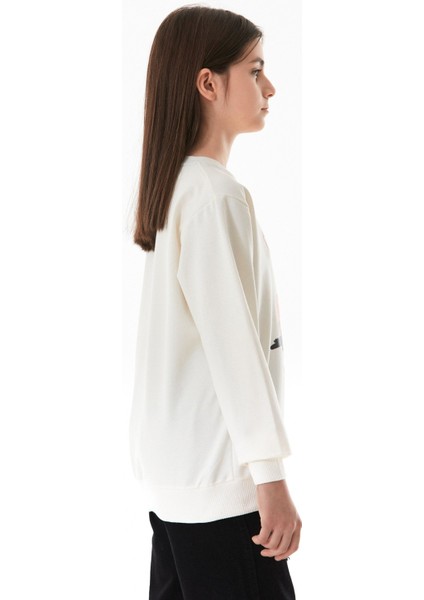 Kiraz Baskılı Bisiklet Yaka Çocuk Sweatshirt