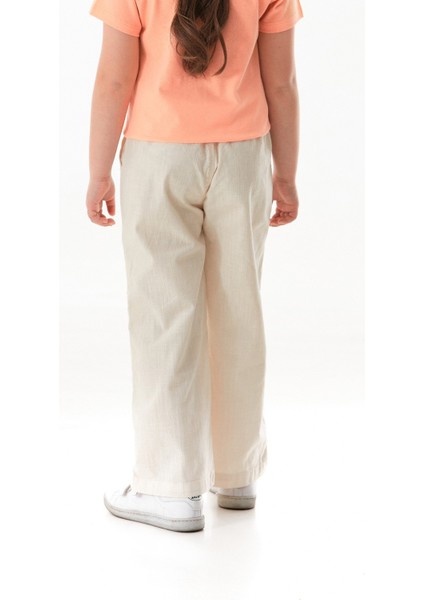 Beli Lastikli Cepli Kız Çocuk Keten Pantolon modelleri