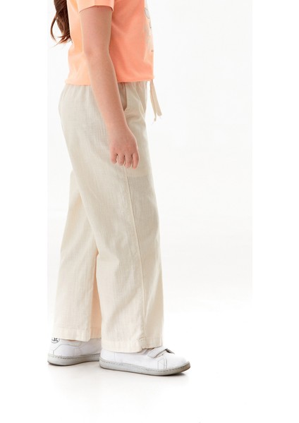 Beli Lastikli Cepli Kız Çocuk Keten Pantolon fırsatları