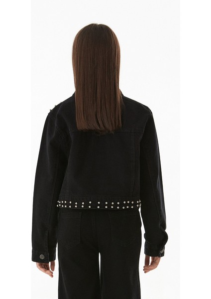 Incili Çift Cepli Kız Çocuk Crop Kot Ceket fiyatları