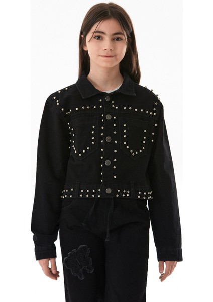 Incili Çift Cepli Kız Çocuk Crop Kot Ceket fırsatları