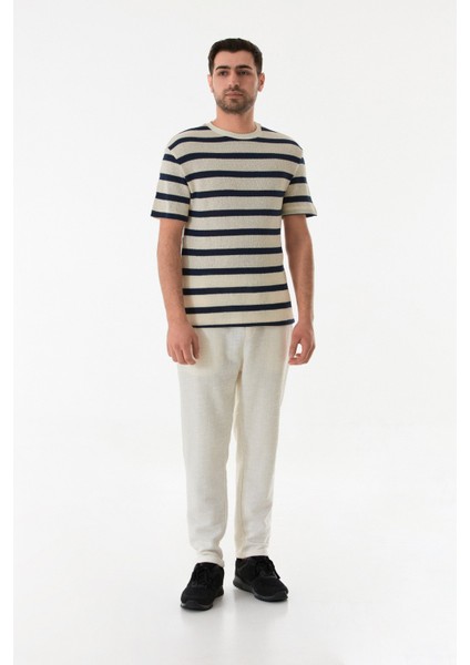 Çizgili Ajurlu Bisiklet Yaka Triko Tişört fiyatları