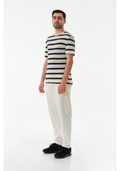 Çizgili Ajurlu Bisiklet Yaka Triko Tişört fırsatları