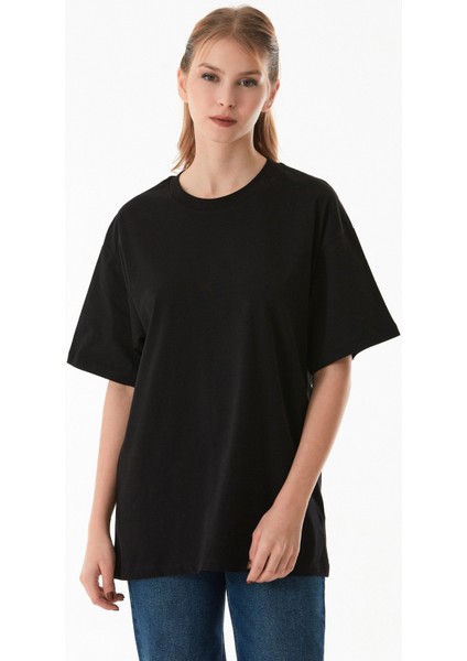 Basic Oversize Bisiklet Yaka Tişört
