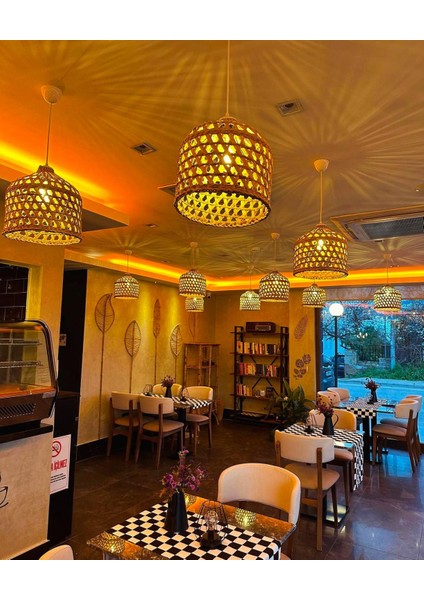 Hasır Bambu Avize Aydınlatma Dekoratif El Yapımı/ Ev Dekorasyon / Salon Mutfak Bahçe Balkon modelleri