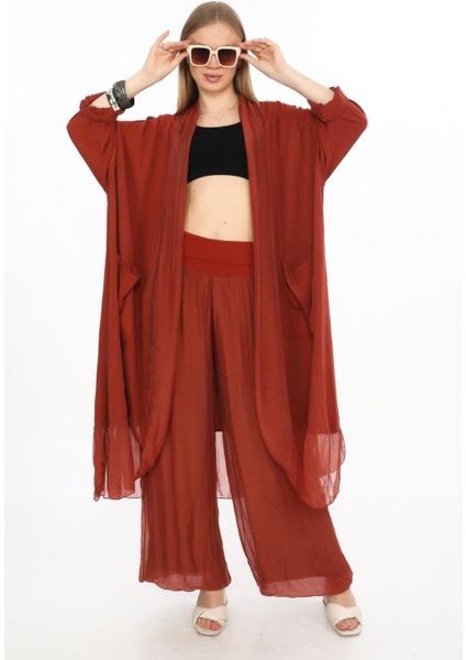 Itayan Ipek Detaylı Oversize Kaftan- Pantolon Takım modelleri