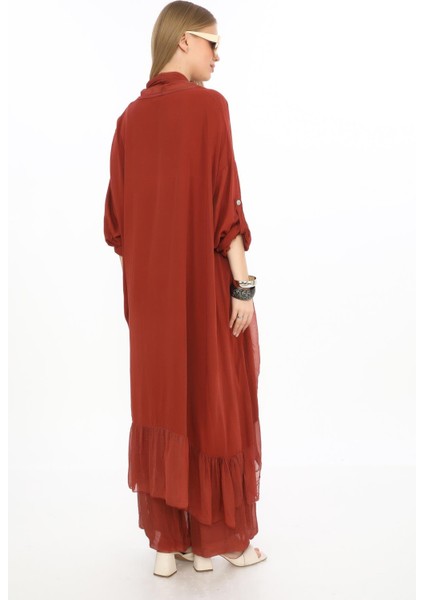 Itayan Ipek Detaylı Oversize Kaftan- Pantolon Takım fırsatları