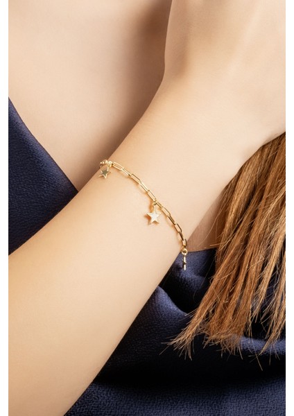 Italyan Tasarım 18 Ayar Sarı Altın Kaplama 19 cm Gümüş Bileklik indirimleri