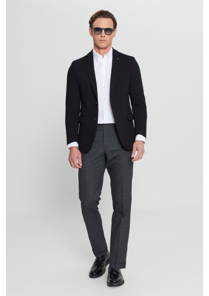 360 Her Yöne Esneyen Pamuklu Esnek Slim Fit Dar Kesim Mono Yaka Armürlü Blazer Ceket fiyatları