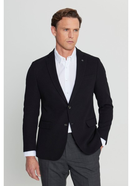 360 Her Yöne Esneyen Pamuklu Esnek Slim Fit Dar Kesim Mono Yaka Armürlü Blazer Ceket modelleri
