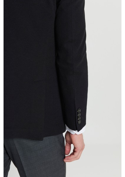 360 Her Yöne Esneyen Pamuklu Esnek Slim Fit Dar Kesim Mono Yaka Armürlü Blazer Ceket indirimleri