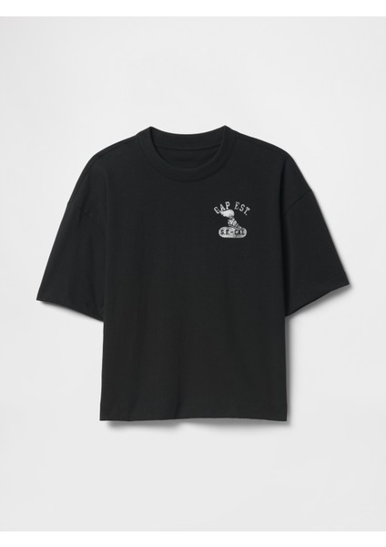 Kadın Siyah Gap Logo Organik Pamuk T-Shirt