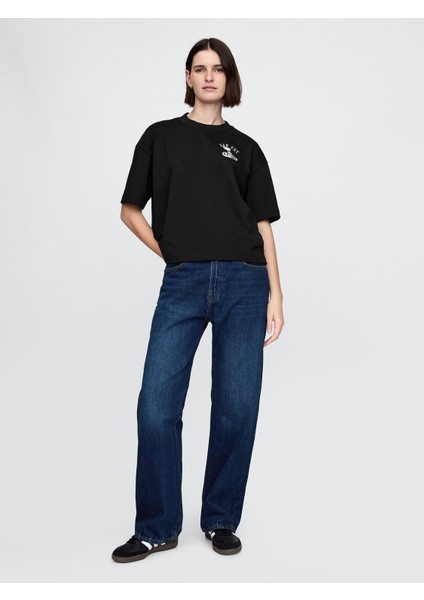 Kadın Siyah Gap Logo Organik Pamuk T-Shirt