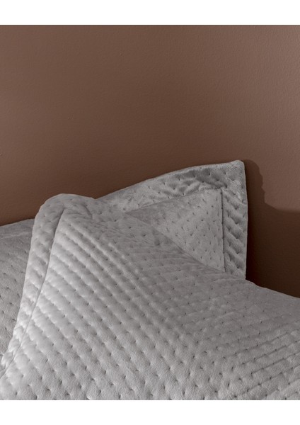 Boulogne Tek Kişilik Kadife Yatak Örtüsü - Gri modelleri