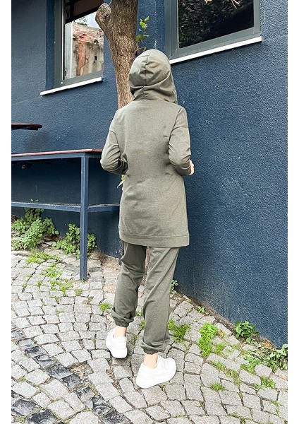 Fermuarlı Kapüşonlu Eşofman Takım 03059-10 Haki