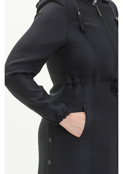 Büyük Beden Kapüşonlu Pardesü 0471-04 Lacivert indirimleri