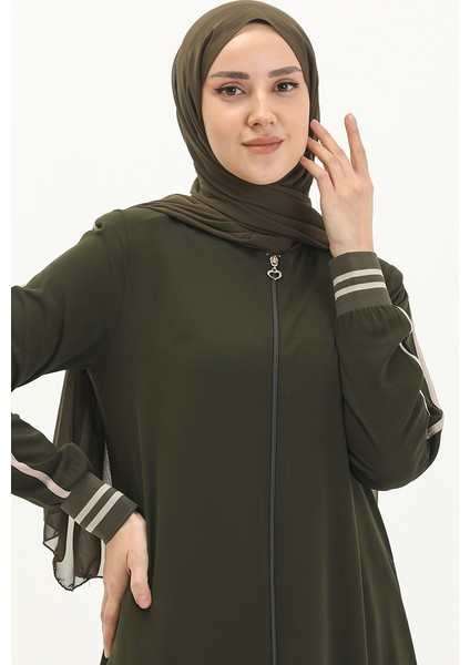 Fermuarlı Ferace 5043-04 Haki modelleri