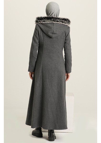 Kapüşonlu Kaşe Kaban 711930-02 Gri modelleri