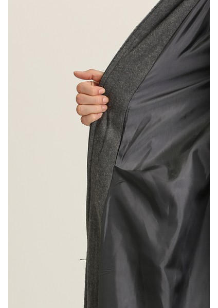 Kapüşonlu Kaşe Kaban 711930-02 Gri indirimleri