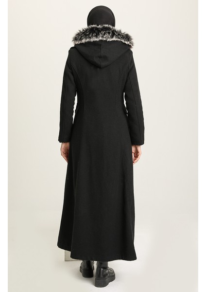 Kapüşonlu Kaşe Kaban 712011-01 Siyah modelleri