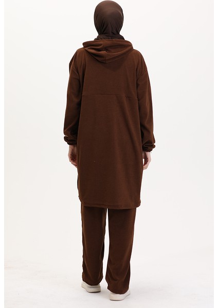 Kapüşonlu Tunik Pantolon Ikili Takım 0567-04 Kahverengi indirimleri