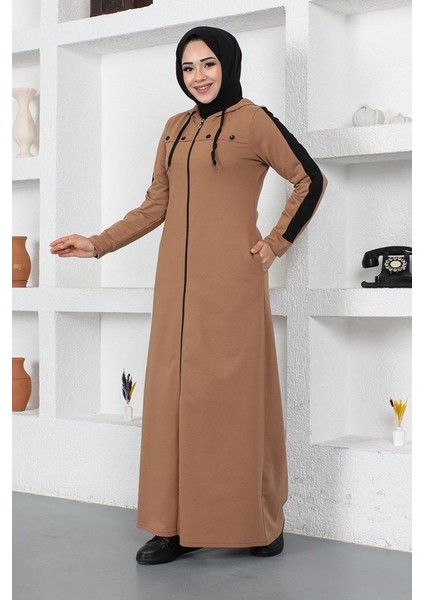 Kuş Gözü Şerit Detay Spor Ferace 2043-05 Taba