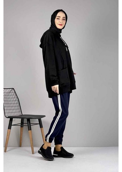 Şerit Detaylı Eşofman Altı 1073-04 Lacivert