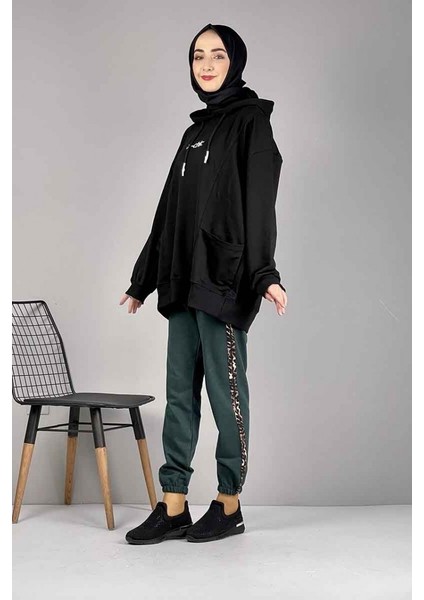 Şerit Detaylı Eşofman Altı 1073-05 Yeşil