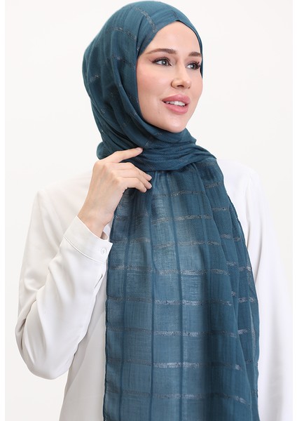 Simli Keten Şal 2072-09 Petrol Mavisi fiyatları