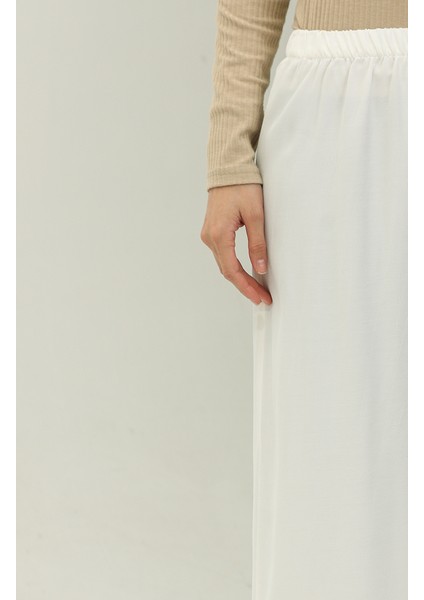 Beli Lastikli Bol Paça Pantolon 25105-01 Ekru modelleri