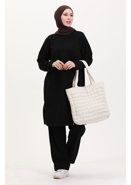 Tunik Pantolon Ikili Takım 0568-02 Siyah