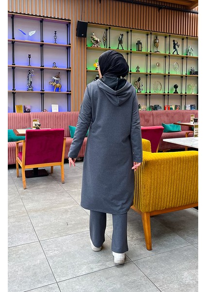 Düğmeli Kapüşonlu Eşofman Takım 3072-02 Antrasit indirimleri