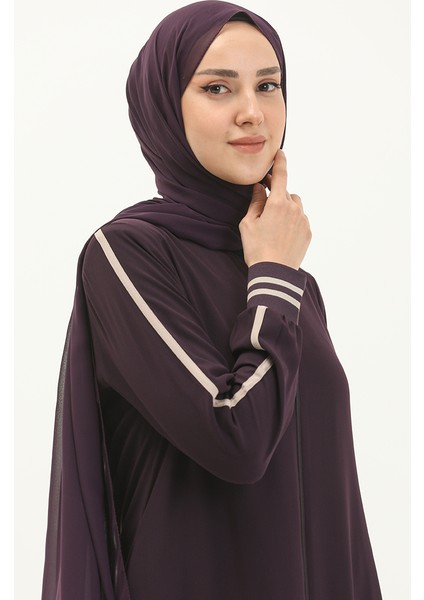 Fermuarlı Ferace 5043-03 Mürdüm modelleri