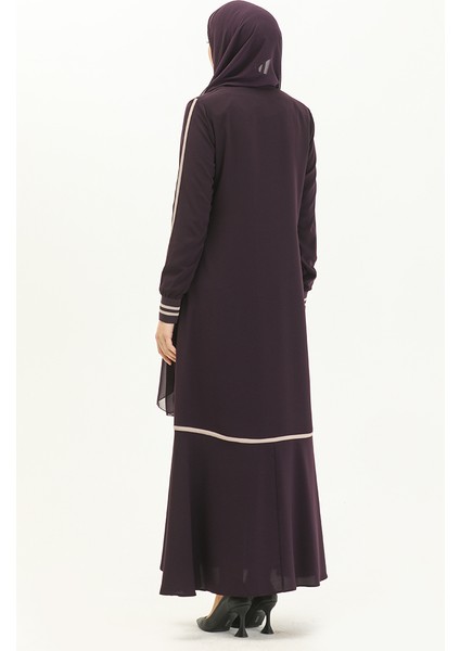 Fermuarlı Ferace 5043-03 Mürdüm indirimleri
