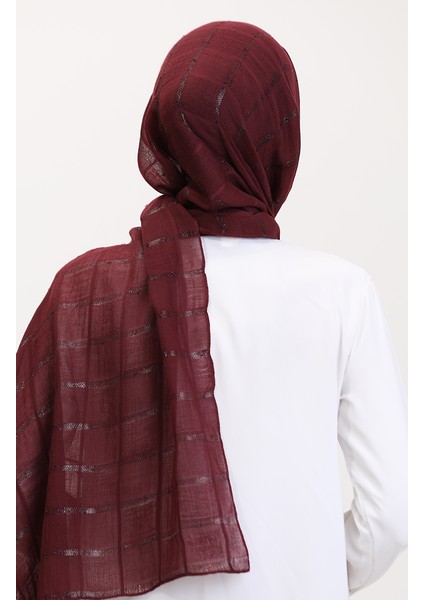 Simli Keten Şal 2072-08 Mürdüm modelleri