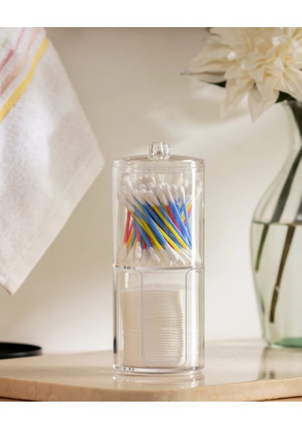 Çift Katlı Pamukluk Düzenleyici Şeffaf Organizer