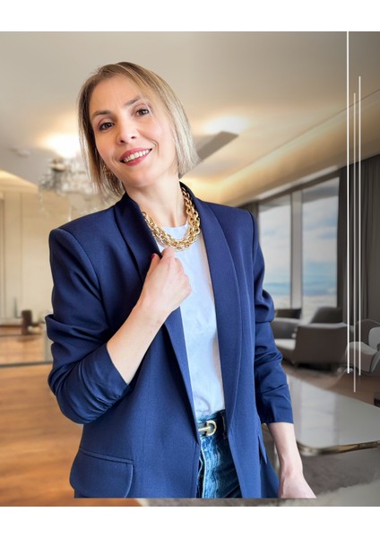 Lacivert Kolu Büzgülü Premium Ceket fiyatları