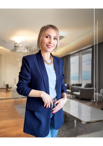 Lacivert Kolu Büzgülü Premium Ceket fırsatları