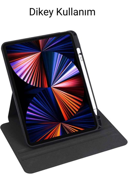 iPad 11 Inç Pro M2 3/4 Nesil Uyumlu 360 Dönebilen Yatay Dikey Stand Özellikli Pino Tablet Kılıfı