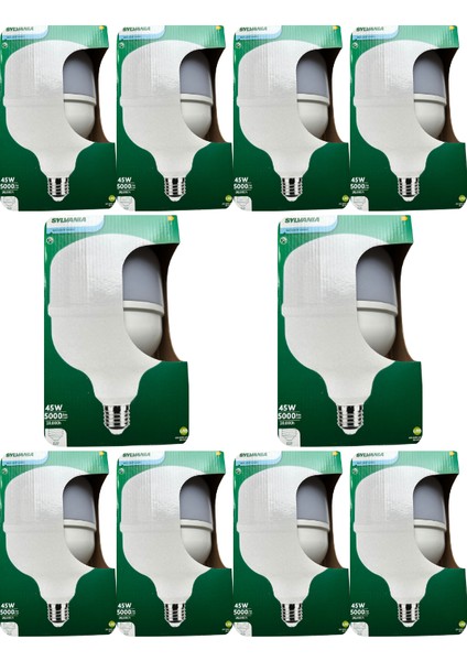 (10 Adet) 45W 6500K (Beyaz Işık) E27 Duylu (Kalın Duy) Torch LED Ampul
