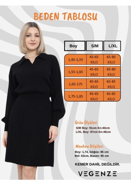 Kadın Kırmızı Polo V Yaka Pileli Etekli Triko Elbise indirimleri