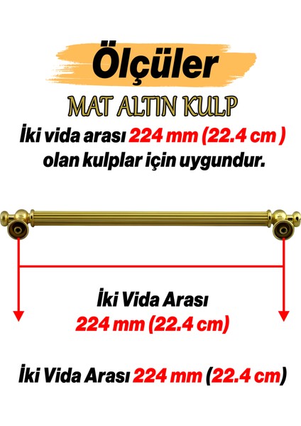 Selçuklu Metal Çizgili Altın Kulp 224 mm 22.4 cm Mobilya Çekmece Mutfak Dolabı Dolap Kapak