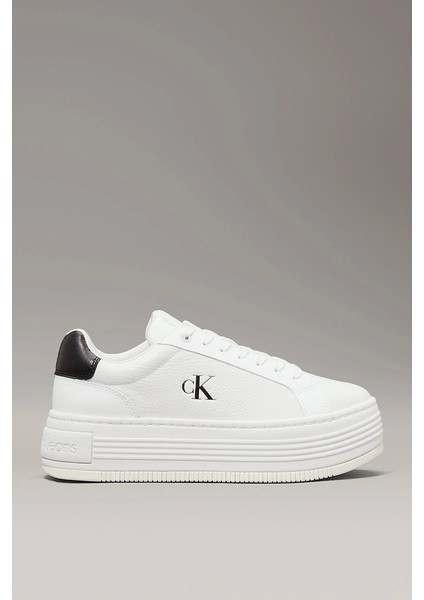 Kadın Platform Taban Beyaz Deri Sneaker