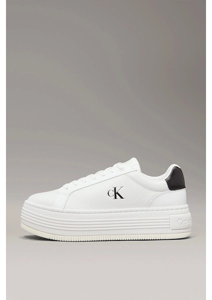 Kadın Platform Taban Beyaz Deri Sneaker