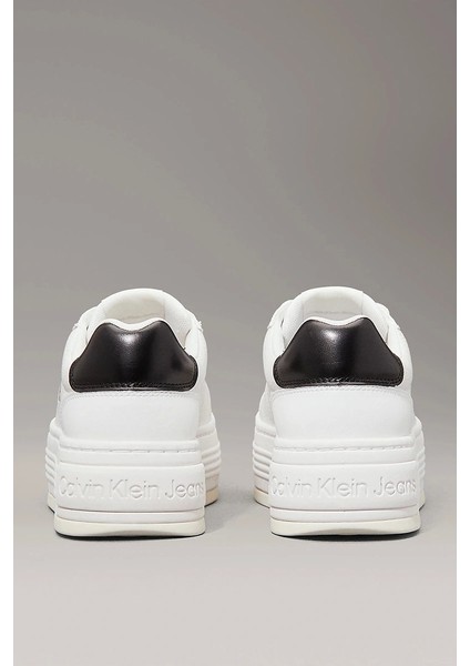 Kadın Platform Taban Beyaz Deri Sneaker