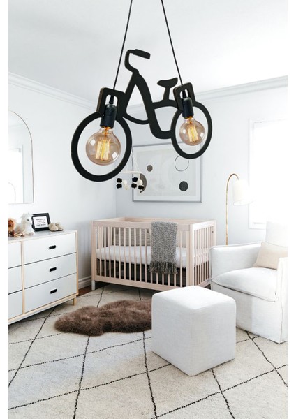 Bike Ahşap Bisiklet Tekerlek Avize Dekoratif Lüks Sarkıt Lamba Retro Rustik Ofis Cafe Modern Tavan Avize