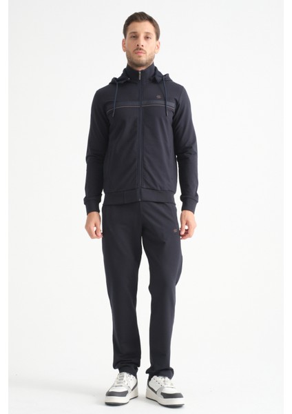 Deluxe Rahat Form Lacivert Erkek Eşofman Takımı Klasik Paça Mevsimlik