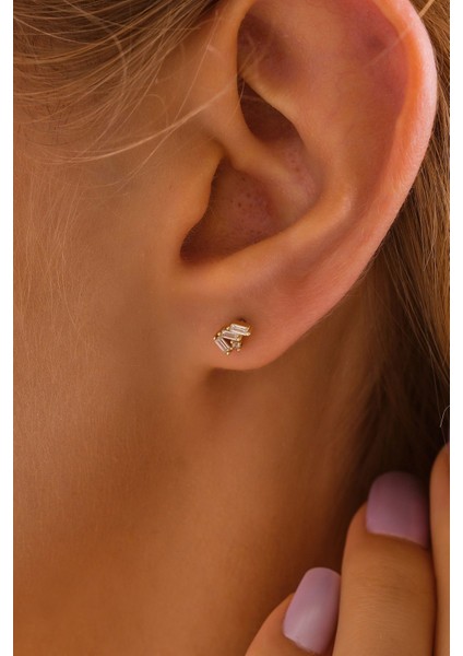 14 Ayar Altın Tragus Küpe Baget Vidalı